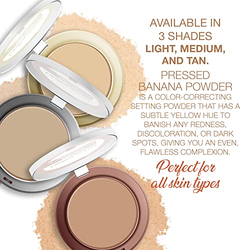 Bellapierre Pressed Banana Setting Powder - Medium, Talc-Free Compact for Brightening & Matte Finish