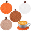 Fall Pumpkin Crochet Coasters Set of 4 - Autumn Harvest Holiday Decor