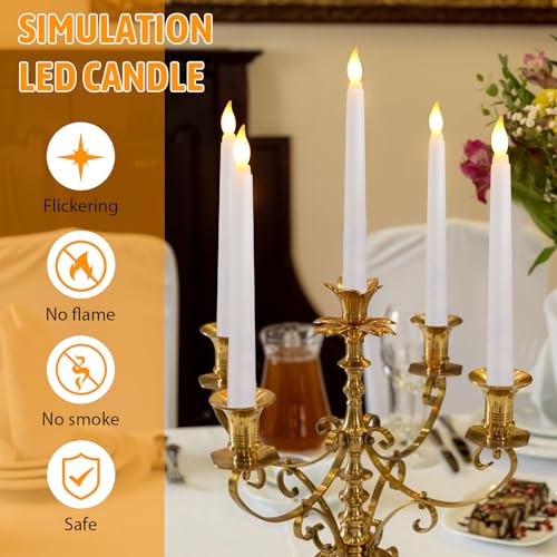LED Flameless Taper Candles Bulk 36 Pieces - White, 8.5 Inch, Safe & Windproof