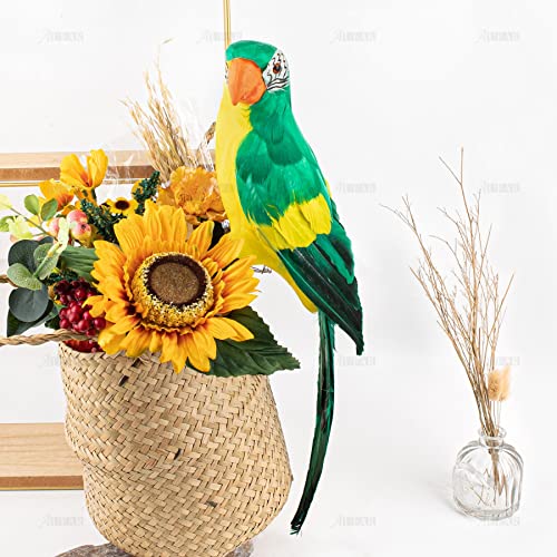 Artificial Green Parrot Decoration - 17.7 Inch Lifelike Bird for Christmas & Garden