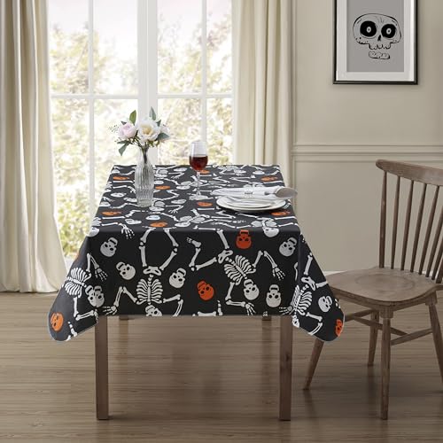 Halloween Skeleton Vinyl Flannel Backed Tablecloth 52x70 - Skelly Design