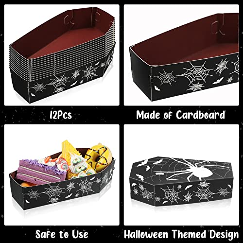 Halloween Coffin Snack Trays with Spider Web Design - Pack of 12