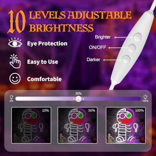 Skeleton Zombie Neon Sign for Halloween Decorations - USB Dimmer Included