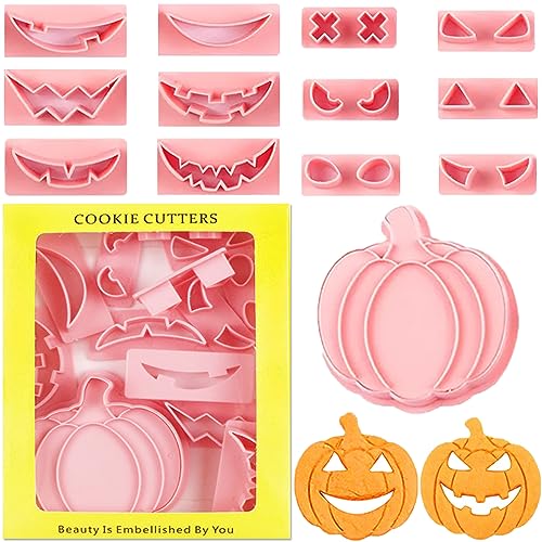 Halloween Pumpkin Cookie Cutter Set - 13 Pieces for Baking & Decorating
