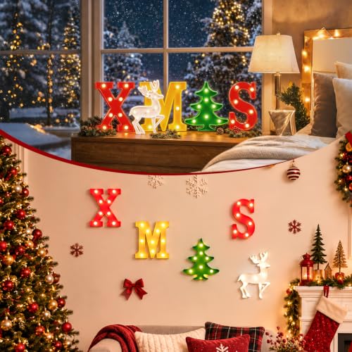 Christmas Marquee Light Up Letters - Deer Letter Christmas Light