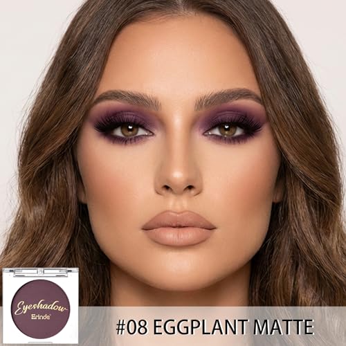 Erinde Eggplant Matte Single Eyeshadow - Deep Dark Mauve Purple for Mature Eyes
