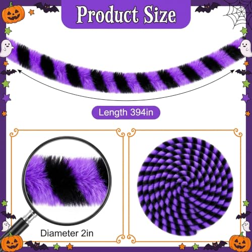 Black Purple Striped Plush Sandworm Tree Garland - Halloween Christmas Decor