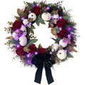 Gothic Halloween Wreath with Purple Lights - 20 Inch Front Door Decor