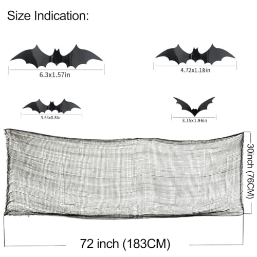 Halloween Creepy Cloth with Bat Wall Stickers - Spooky Party Decor Set