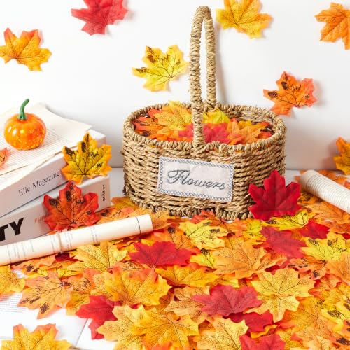 400 Pcs Fake Fall Leaves - Autumn Foliage Decorations for Fall & Thanksgiving - Red
