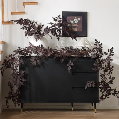 Artificial Vines Garland 10FT Burgundy Faux Cimicifuga Leaf Decor for Fall & Holiday
