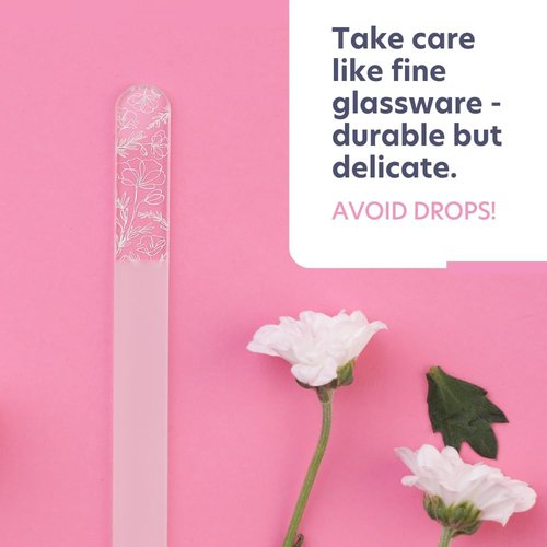 Bona Fide Beauty Czech Glass Nail File - Floral Design with Gift Box & Travel Hardcase Included
