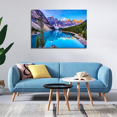 Mountain and Lake Nature Landscape Wall Art Canvas - Lake Variation 36"L x 24"W