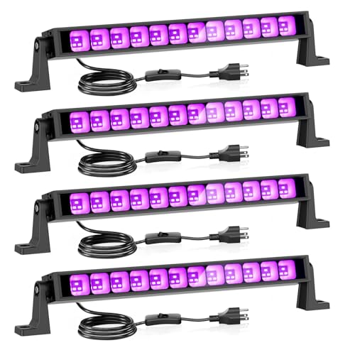 4 Pack LED Black Light Bars for Party Halloween Fluorescent Glow in The Dark