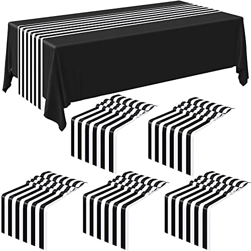 Breling 6 Pack Black and White Striped Table Runner 12 x 108 Inches - Variation of THIS listing