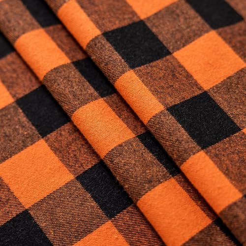 Joyfol Day Halloween Orange Buffalo Plaid Table Runner 13x60 Inch Fall Decor - Black & Orange