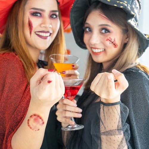 Waterproof Halloween Fake Wound Stickers - 10 Sheets Horror Cosplay Tattoos