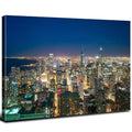 Chicago Skyline Wall Art Canvas - Night View Panorama for Office & Home 48"L x 32"W - Variation of Nightview02