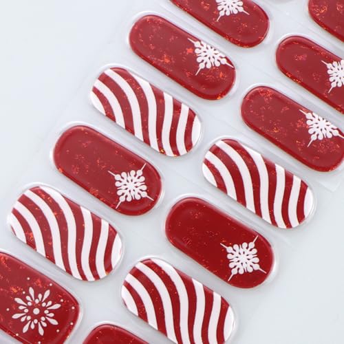 Semi Cured Gel Nail Art Stickers Christmas Nail Wraps - 20 Strips