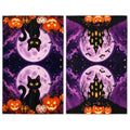 Halloween Kitchen Towels Set of 2 - Microfiber Spooky Cat Pumpkin Design - Halloween Variation