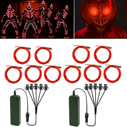 Dark Red 5in1 Electroluminescent Neon Strip Light Wire for Cosplay & Party Decor