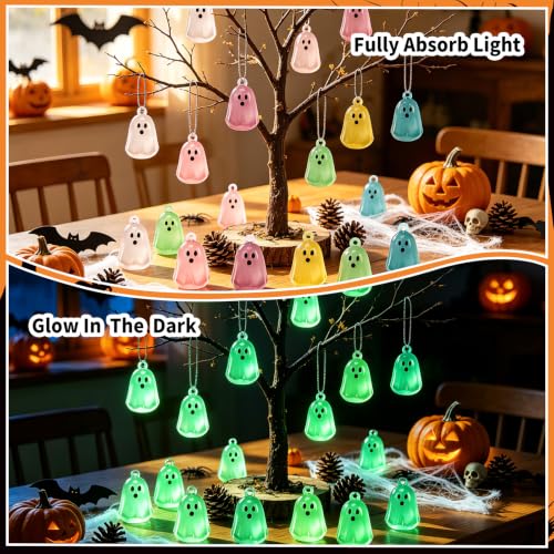 Halloween Luminous Mini Ghost Ornaments Set - Halloween Style, 36 Pieces