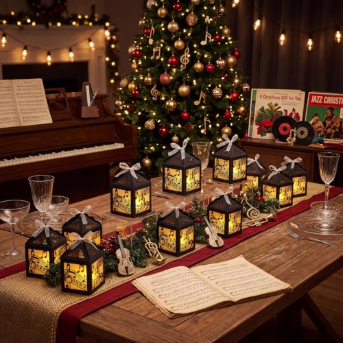 Black Musical Note Centerpieces - 15 Pcs Music Lanterns for Party & Wedding Decor