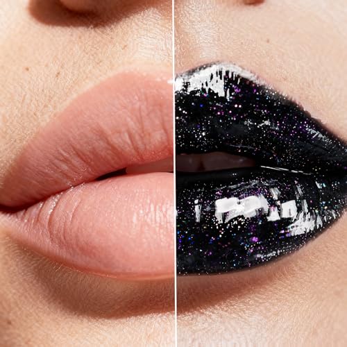 Hydrating Glitter Lip Gloss - Black, Long Lasting Shine & Plumping Effect