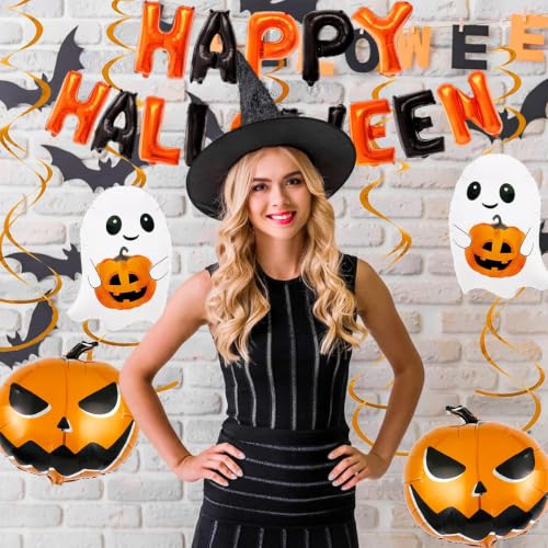 Halloween Balloons & Wall Stickers Party Decor Set - Pumpkin, Ghost, Bat
