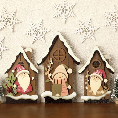 Christmas Wooden Gnome Table Decor Set - House and Gnome Variations