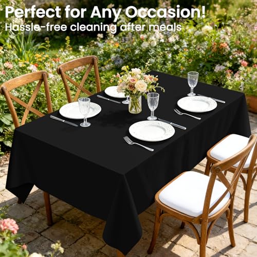Disposable Plastic Tablecloth 54x108 Inch, Black - 4 Pack for Events