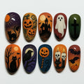 Halloween Press On Nails Short Almond Fake Nails Set - 24Pcs, Style 83