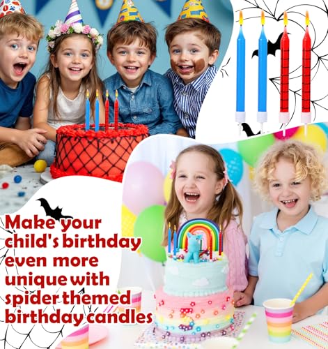 Spider Web Cake Topper Candles - 24 Pcs Spider-Man Birthday Decorations
