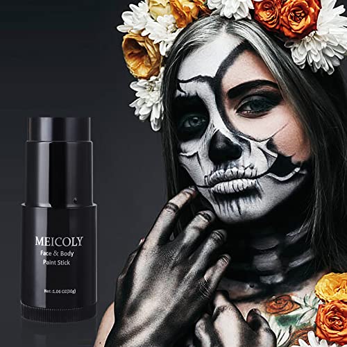 Black Face Body Paint Stick - Waterproof, Full Coverage, SFX Skull Joker Halloween