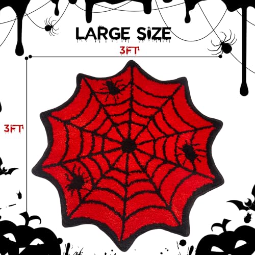 Halloween Red Spider Web Bath Mat for Bathroom Safety and Decor