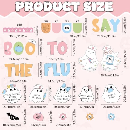 Halloween Classroom Bulletin Board Set with Ghost and Flu Awareness Decor