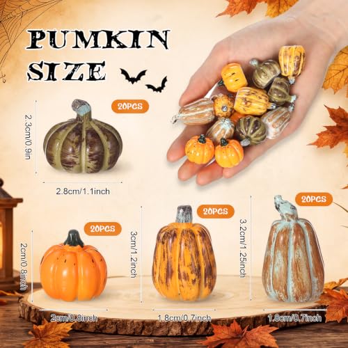 Fall Mix Mini Pumpkins Set - 80 Resin Decorations for Thanksgiving & Fall Crafts