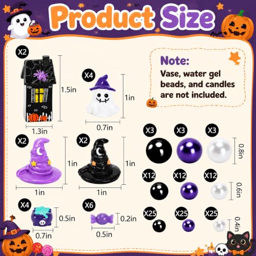 Halloween Floating Vase Filler Kit - Black & Purple Ghosts Candies Beads Set