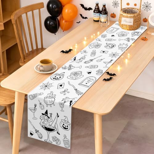 Halloween Bachelorette Table Runner Witch Bridal Shower Decor 13x72 Inch