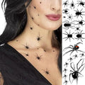 Halloween Temporary Tattoos Set for Kids and Adults - 10 Sheets with Skull Ghost Spider Designs