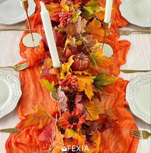 Orange Cheesecloth Table Runner 10FT for Fall Wedding Bridal Shower Home Decor - Pack of 1