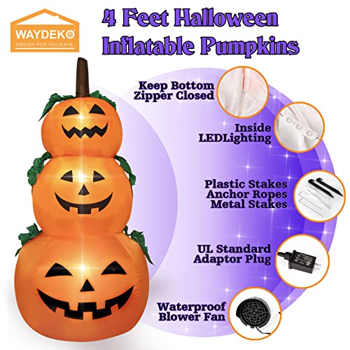 Halloween Inflatable Pumpkins Yard Decoration - Lighted Blow Up Garden Decor 4 Feet
