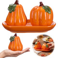 Fall Pumpkin Salt and Pepper Shaker Set with Tray - Ceramic, Variation of Pumpkin
