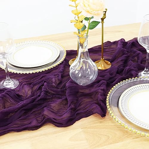 36x10FT Purple Cheesecloth Table Runner 2 Pack for Weddings & Events