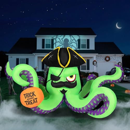 12FT Pirate Octopus Inflatable Halloween Yard Decoration with Lights - Outdoor Display