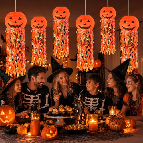 Halloween Pumpkin Paper Lanterns Set of 6 Indoor Outdoor Party Decorations