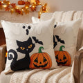 Halloween Black Cat Throw Pillow Cover 18x18 with Ghost - Pack of 2