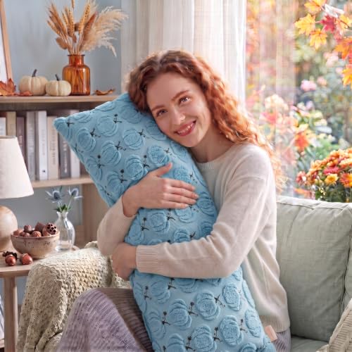 Fall Blue Pumpkin Body Pillow Cover 20x54 Inches with Zipper