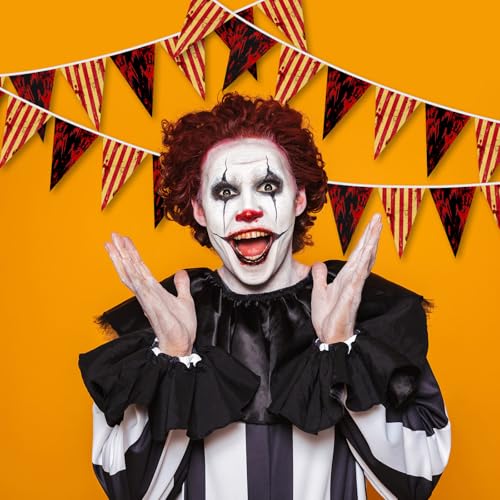 Halloween Circus Flag Bunting Set - 5 Ropes, 32.8ft, Bloody Stripes & Flags - Thriller