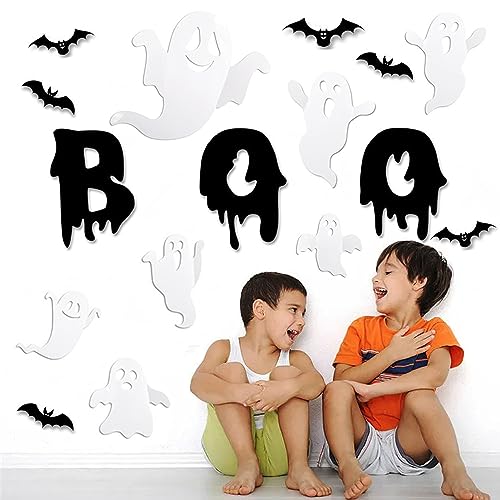 Halloween Ghost Wall Decals - 25 Reusable Spooky Vinyl Stickers for Home & Party Decor